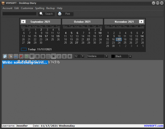 VovSoft Desktop Diary 桌面日记本软件插图
