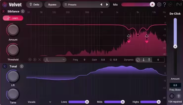 智能去齿音插件iZotope Velvet插图
